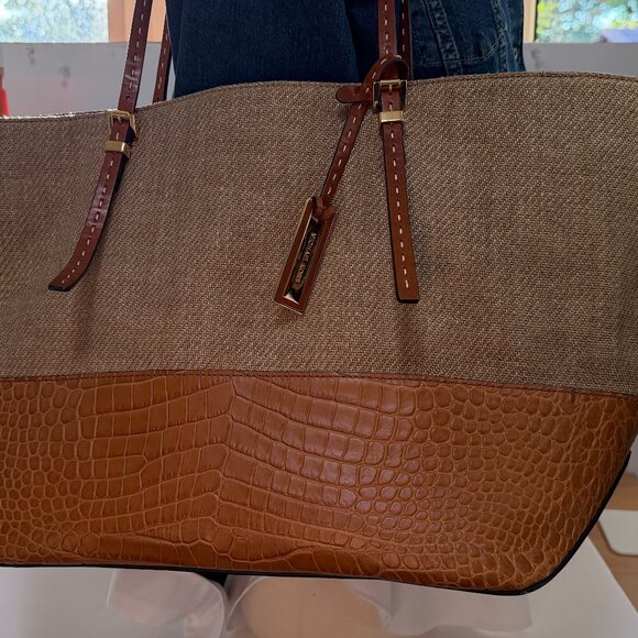 Michael Kors Collection luxury line Gia Tote Calf leather and linen/raffia blend - Picture 13 of 14